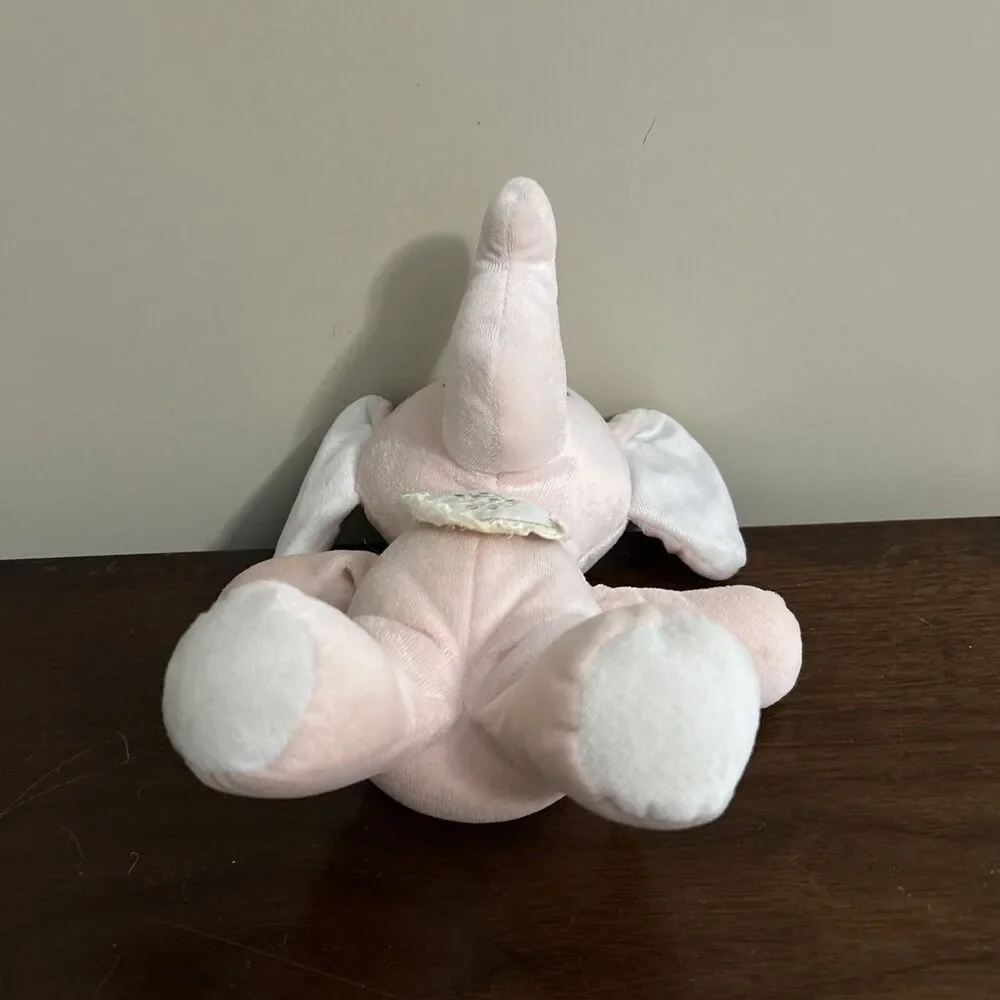 Animal Fair Pink Elephant Rattle Baby Plush Toy Bib Vintage 9